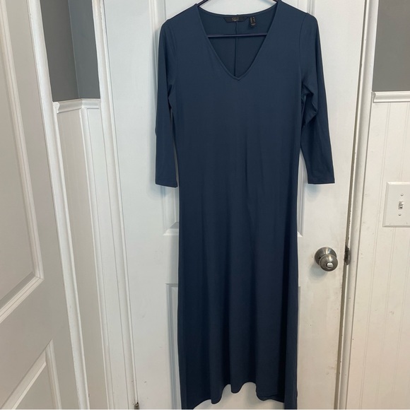 G.I.L.I. Dresses & Skirts - G.I.L.I Maxi Dress Size XS Long Sleeve Navy Blue Stretch Jersey Knit Womens